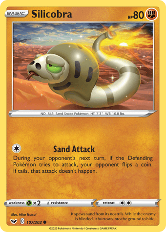 Silicobra Sword & Shield Pokemon Card