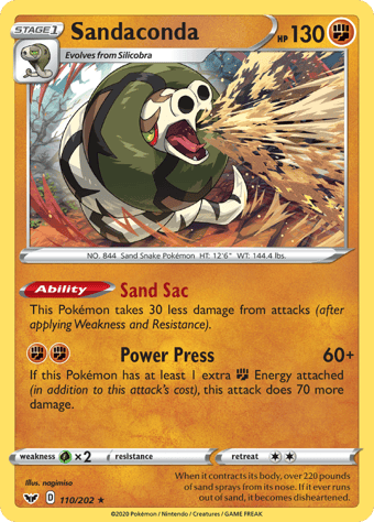 Sandaconda Sword & Shield Pokemon Card