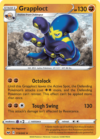 Grapploct Sword & Shield Pokemon Card