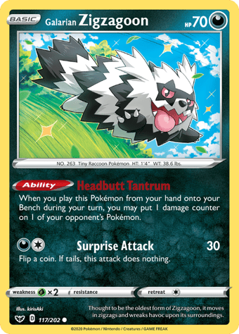Galarian Zigzagoon Sword & Shield Pokemon Card
