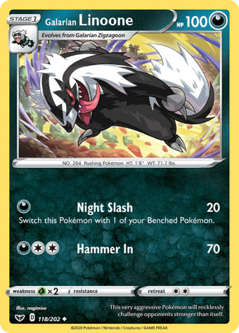 Galarian Linoone Sword & Shield Pokemon Card
