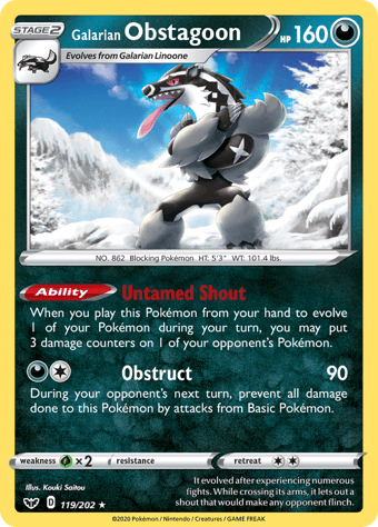 Galarian Obstagoon Sword & Shield Pokemon Card