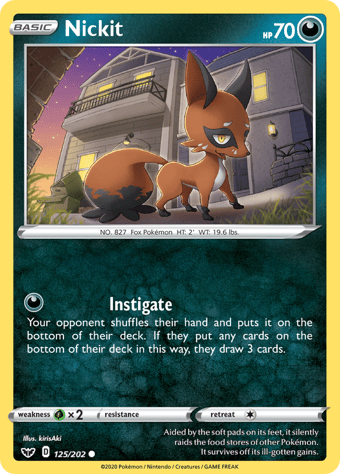 Nickit Sword & Shield Pokemon Card