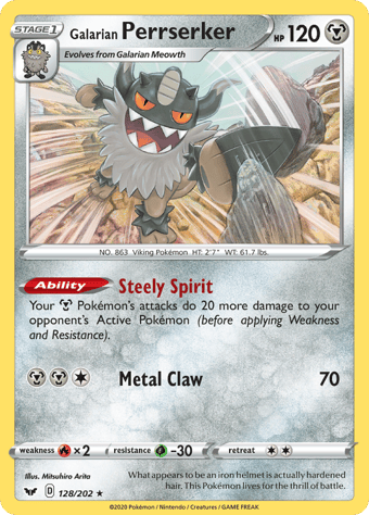 Galarian Perrserker Sword & Shield Pokemon Card