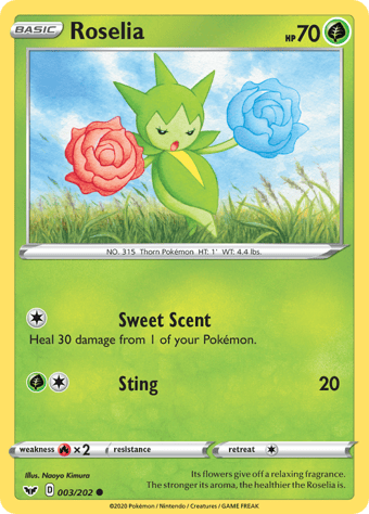 Roselia Sword & Shield Pokemon Card