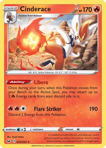 Cinderace Sword & Shield Pokemon Card
