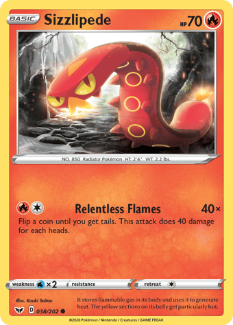 Sizzlipede Sword & Shield Pokemon Card