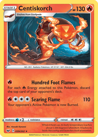 Centiskorch Sword & Shield Pokemon Card