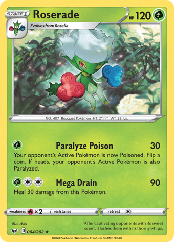 Roserade Sword & Shield Pokemon Card