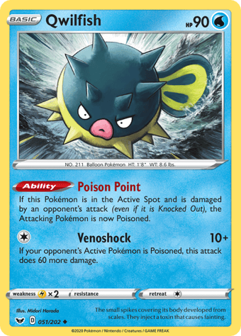 Qwilfish Sword & Shield Pokemon Card