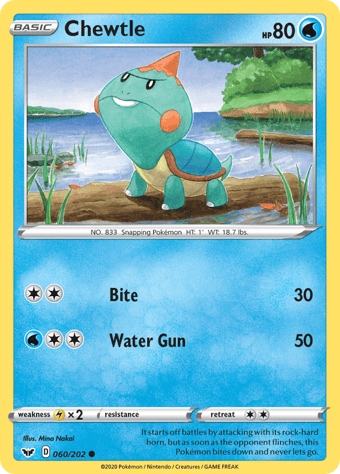 Chewtle Sword & Shield Pokemon Card
