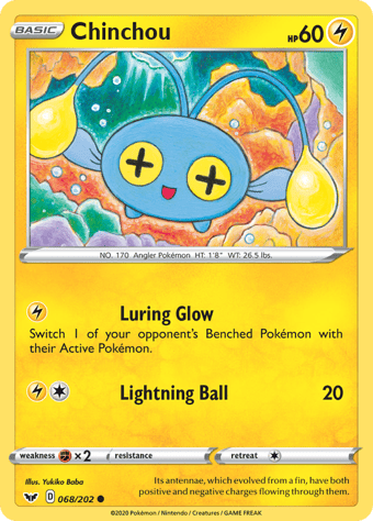 Chinchou Sword & Shield Pokemon Card