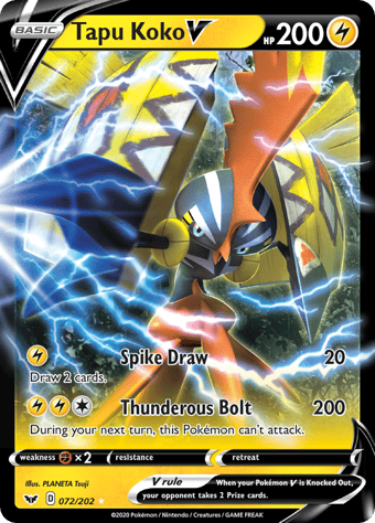 Tapu Koko V Sword & Shield Pokemon Card