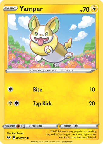 Yamper Sword & Shield Pokemon Card