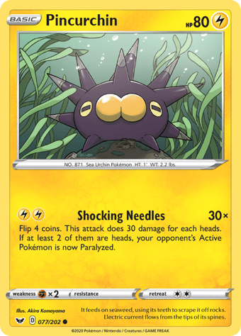 Pincurchin Sword & Shield Pokemon Card