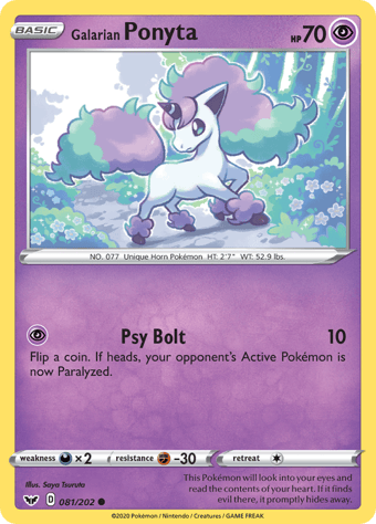 Galarian Ponyta Sword & Shield Pokemon Card