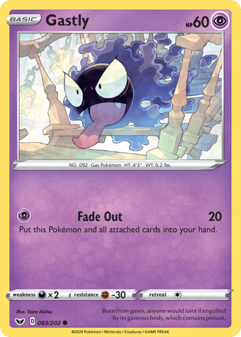 Gastly Sword & Shield Pokemon Card
