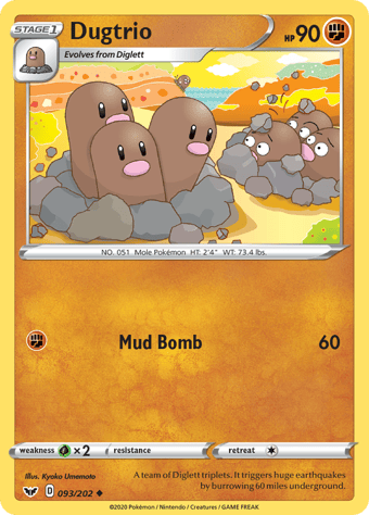 Dugtrio Sword & Shield Pokemon Card