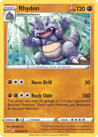 Rhydon Sword & Shield Pokemon Card