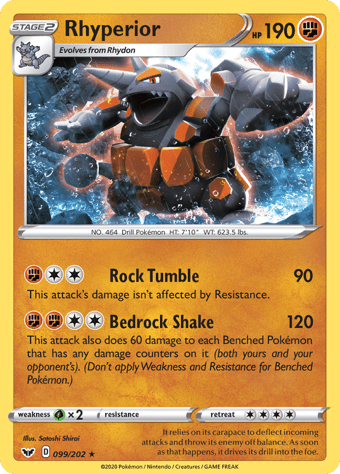 Rhyperior Sword & Shield Pokemon Card