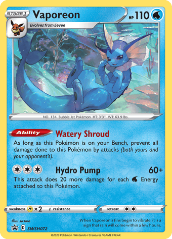 Vaporeon SWSH Black Star Promos Pokemon Card