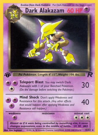 Dark Alakazam Team Rocket Pokemon Card
