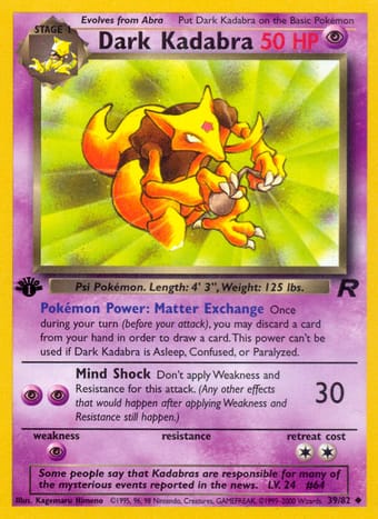 Dark Kadabra Team Rocket Pokemon Card