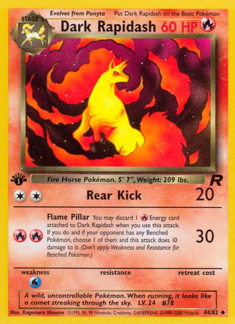 Dark Rapidash Team Rocket Pokemon Card