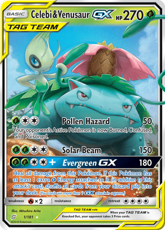 Celebi & Venusaur-GX Team Up Pokemon Card