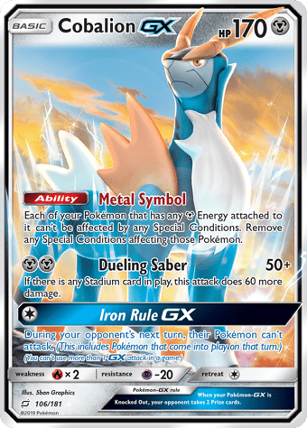 Cobalion-GX Team Up Pokemon Card