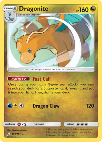 Dragonite Team Up Pokemon Card