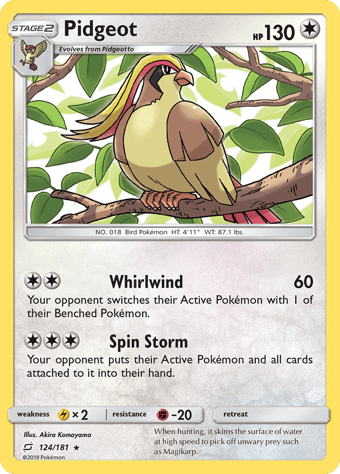 Pidgeot Team Up Pokemon Card