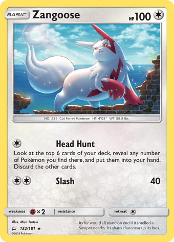 Zangoose Team Up Pokemon Card