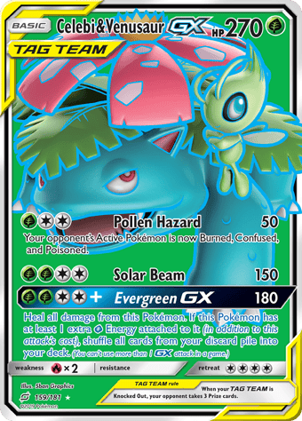 Celebi & Venusaur-GX Team Up Pokemon Card