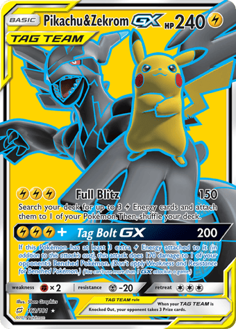 Pikachu & Zekrom-GX Team Up Pokemon Card