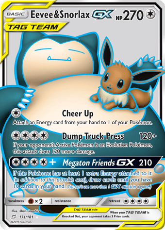 Eevee & Snorlax-GX Team Up Pokemon Card