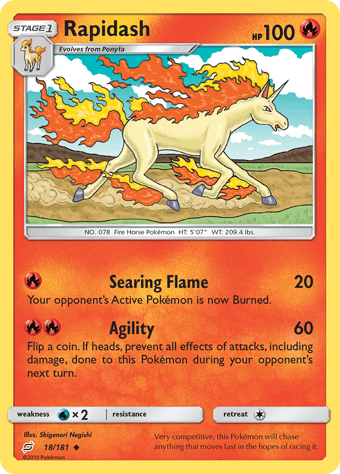 Rapidash Team Up Pokemon Card