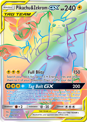 Pikachu & Zekrom-GX Team Up Pokemon Card