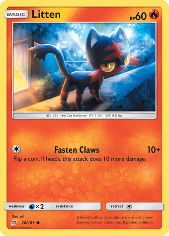 Litten Team Up Pokemon Card