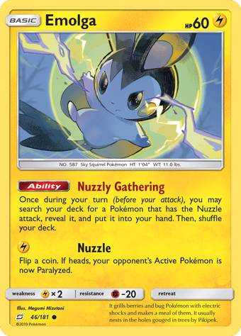 Emolga Team Up Pokemon Card