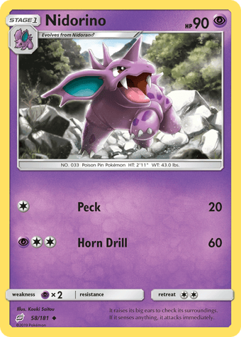 Nidorino Team Up Pokemon Card