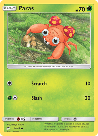 Paras Team Up Pokemon Card
