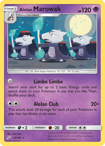 Alolan Marowak Team Up Pokemon Card