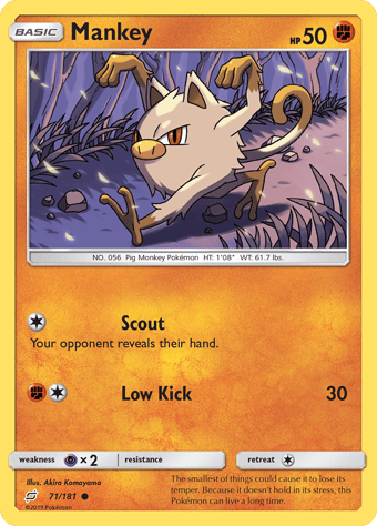Mankey Team Up Pokemon Card