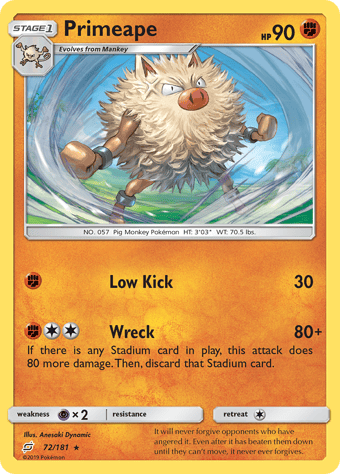 Primeape Team Up Pokemon Card