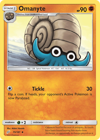 Omanyte Team Up Pokemon Card