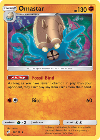 Omastar Team Up Pokemon Card
