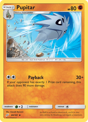 Pupitar Team Up Pokemon Card