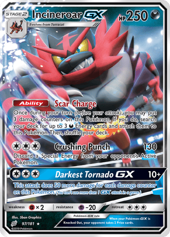 Incineroar-GX Team Up Pokemon Card