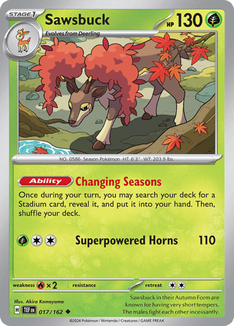 Sawsbuck Temporal Forces Pokemon Card